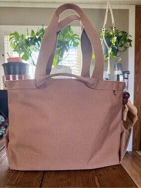 BÉIS Canvas Tote with Dual Carry Handles in Camel